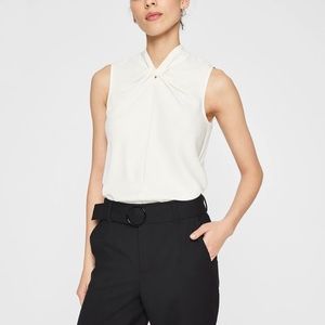 Sleeveless Twist Neck Top - New With Tags - NEVER WORN - Cream